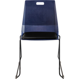 National Public Seating LVC04-10-10 NPS® LuvraFlex Chair, Poly Back/Padded, Black Frame, Blue/Black Seat image.