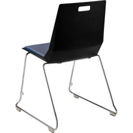National Public Seating LVC10-11-04 NPS® LuvraFlex Chair, Poly Back/Padded, Chrome Frame, Black/Blue Seat image.