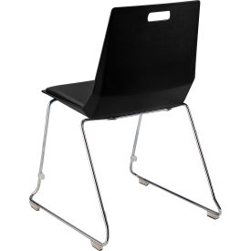 National Public Seating LVC10-11-10 NPS® LuvraFlex Chair, Poly Back/Padded, Chrome Frame, Black/Black Seat image.