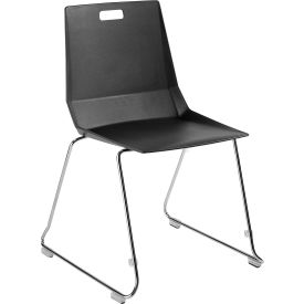 National Public Seating LVC10-11 NPS® LuvraFlex Chair, Poly Back, Chrome Frame, Black Seat image.