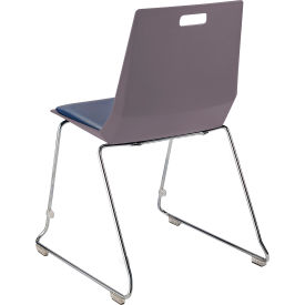 National Public Seating LVC20-11-04 NPS® LuvraFlex Chair, Poly Back/Padded, Chrome Frame, Charcoal/Blue Seat image.