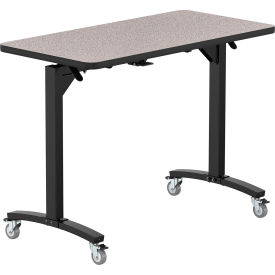NPS® Mobile Flipper Table Counter Height MDF Core Protect Edge 48"L x 24"W Gray Nebula 