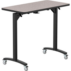 NPS® Mobile Flipper Table Bar Height MDF Core Protect Edge 48"L x 24"W Gray Nebula 