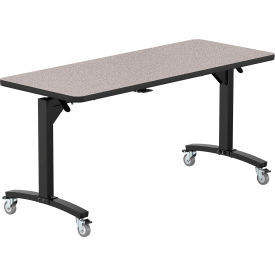 NPS® Mobile Flipper Table Dining Height MDF Core Protect Edge 60"L x 24"W Gray Nebula 