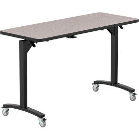NPS® Mobile Flipper Table Counter Height MDF Core Protect Edge 60"L x 24"W Gray Nebula 