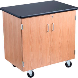 National Public Seating MSC2436 NPS Mobile Science Lab Storage Cabinet - Ash Wood with Black Laminate Top image.