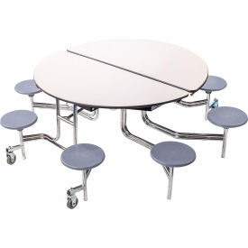 National Public Seating MTR60S-MDPECRGY02 NPS® 60" Round Mobile Cafeteria Table With Stools, Gray Top & Stools/Chrome Frame  image.