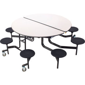 National Public Seating MTR60S-MDPEPCGY10 NPS® 60" Round Mobile Cafeteria Table With Stools, Gray Top/Black Stools/Black Frame image.