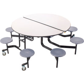 National Public Seating MTR60S-MDPEPCGY02 NPS® 60" Round Mobile Cafeteria Table With Stools, Gray Top & Stools/Black Frame  image.