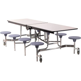 National Public Seating MTS8-MDPECRGY02 NPS® Mobile Cafeteria Table With Stools, 97"L x 59"W, Gray Top/Gray Stools/Chrome Frame image.