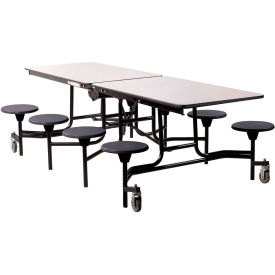 National Public Seating MTS8-MDPEPCGY10 NPS® Mobile Cafeteria Table With Stools, 97"L x 59"W, Gray Top/Black Stools/Black Frame image.