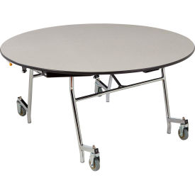 National Public Seating MTSSF-48R-MDPECRGY NPS® Mobile EasyFold Table, 48" Round, Gray Top, Chrome Frame image.