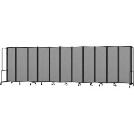 NPS® Mobile Room Divider Polyethylene Terephthalate 256"W x 6H 11 Panels Black/Gray 