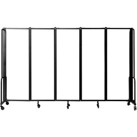 National Public Seating RDB6-5CA NPS® Mobile Room Divider, Acrylic, 118W x 6H, 5 Panels, Clear image.