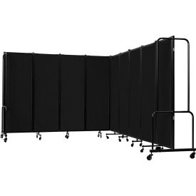 National Public Seating RDB6-9PT10 NPS® Mobile Room Divider, Fabric, 210"W x 6 H, 9 Panels, Black image.