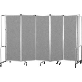 NPS® Mobile Room Divider Polyethylene Terephthalate 118"W x 6H 5 Panels Gray 