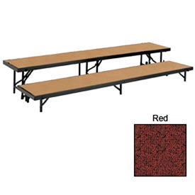 National Public Seating RS2LC-40 2 Level Straight Riser with Carpet - 96"L x 18"W - 8"H & 16"H - Red image.