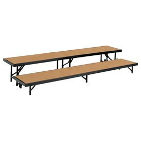 National Public Seating RS2LHB 2 Level Straight Riser with Hardboard - 96"L x 18"W - 8"H & 16"H image.