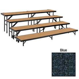 National Public Seating RS4LC-04 4 Level Straight Riser with Carpet - 96"L x 18"W - 8"H, 16"H, 24"H & 32"H - Blue image.
