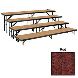 National Public Seating RS4LC-40 4 Level Straight Riser with Carpet - 96"L x 18"W - 8"H, 16"H, 24"H & 32"H - Red image.