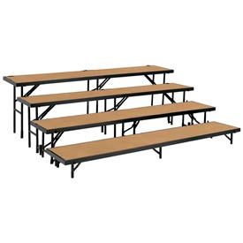 National Public Seating RS4LHB 4 Level Straight Riser with Hardboard - 96"L x 18"W - 8"H, 16"H, 24"H & 32"H image.