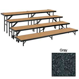 National Public Seating RT4LC-02 4 Level Tapered Riser with Carpet - 60"L x 18"W - 8"H, 16"H, 24"H & 32"H - Grey image.