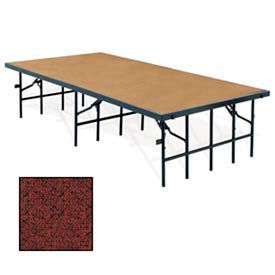 National Public Seating S3616C-40 Portable Stage with Carpet - 96"L x 36"W x 16"H - Red image.