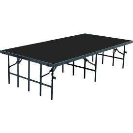 NPS® Portable Fixed Height Stage Polydeck Floor 96"L x 48"W x 24"H Black 