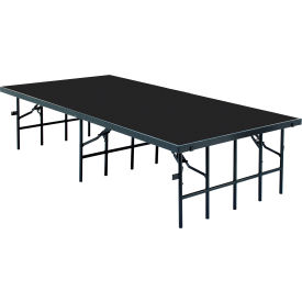 NPS® Portable Fixed Height Stage Polydeck Floor 96"L x 48"W x 8"H Black 