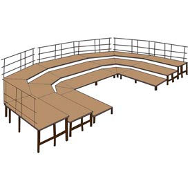 National Public Seating SCRC36HB 36"W Hardboard Stage Configuration w/9 Stage Units, 12 Pie Units & Guard Rails image.