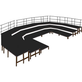 NPS® Seated Choral Riser Configuration 3 Level Polydeck Floor 504"L x 108"W x 24"H Black 