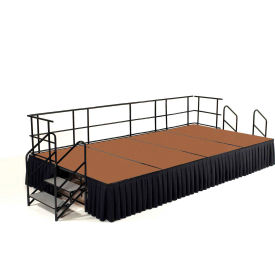 National Public Seating SG362404HB-SB10 NPS® 8 x 12 Stage Package, 24" Height, Hardboard Floor, Box Pleat Black Skirting image.