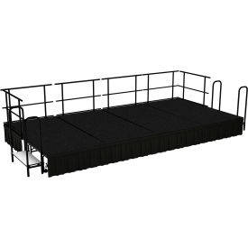 NPS® Stage Package Carpet Shirred Pleat Skirting 192"L x 96"W x 16"H Black 