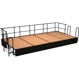 NPS® Stage Package Hardboard Black Shirred Pleat Skirting 192"L x 96"W x 16"H Brown 