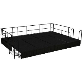 NPS® Stage Package Carpet Shirred Pleat Skirting 192"L x 144"W x 16"H Black 