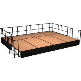 NPS® Stage Package Hardboard Black Shirred Pleat Skirting 192"L x 144"W x 16"H Brown 