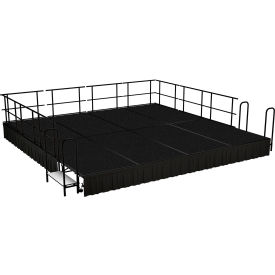NPS® Stage Package Carpet Shirred Pleat Skirting 192"L x 192"W x 16"H Black 