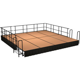 NPS® Stage Package Hardboard Black Shirred Pleat Skirting 192"L x 192"W x 16"H Brown 