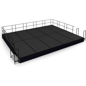 16' x 20' Stage Package, 16" Height, Gray Carpet, Black Shirred Pleat Skirting view 2