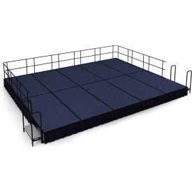 16' x 20' Stage Package, 16" Height, Blue Carpet, Black Shirred Pleat Skirting view 2