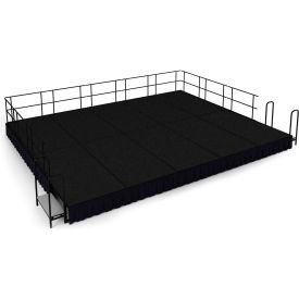 16' x 20' Stage Package, 16" Height, Black Carpet, Black Shirred Pleat Skirting view 2