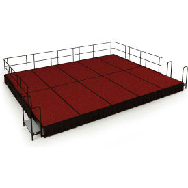 16' x 20' Stage Package, 16" Height, Red Carpet, Black Shirred Pleat Skirting view 2