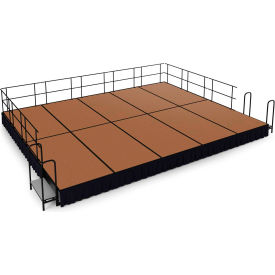16'x20' Stage Package, 16" Height, Hardboard Floor, Black Shirred Pleat Skirting view 2