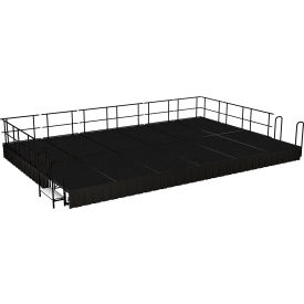 NPS® Stage Package Carpet Shirred Pleat Skirting 288"L x 192"W x 16"H Black 