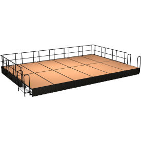 NPS® Stage Package Hardboard Black Shirred Pleat Skirting 288"L x 192"W x 16"H Brown 