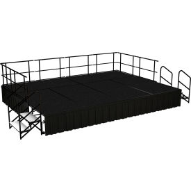 NPS® Stage Package Carpet Shirred Pleat Skirting 192"L x 144"W x 24"H Black 