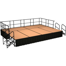 NPS® Stage Package Hardboard Black Shirred Pleat Skirting 192"L x 144"W x 24"H Brown 