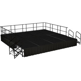 NPS® Stage Package Carpet Shirred Pleat Skirting 192"L x 192"W x 24"H Black 
