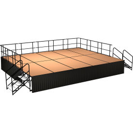 NPS® Stage Package Hardboard Black Shirred Pleat Skirting 192"L x 192"W x 24"H Brown 