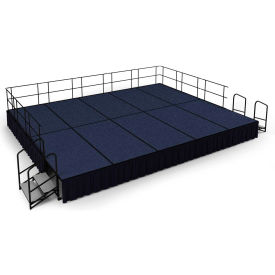 NPS® 16 x20 Stage Package 24" Height Blue Carpet Black Shirred Pleat Skirting 